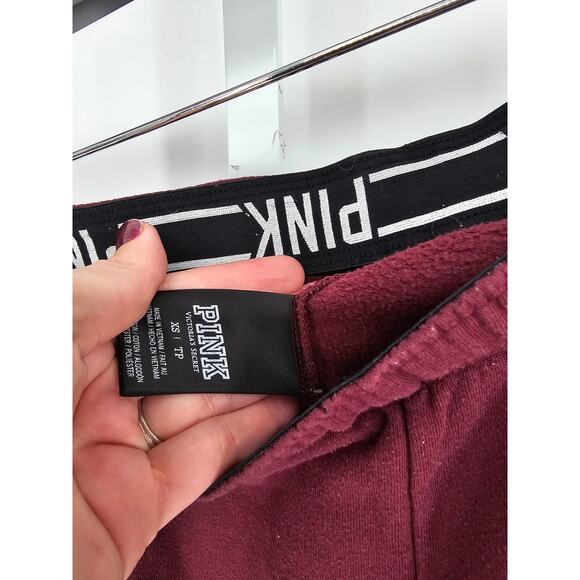 PINK by Victorias Secret Womens Sz XS Jogger Sweatpants Burgundy Red - Picture 3 of 4